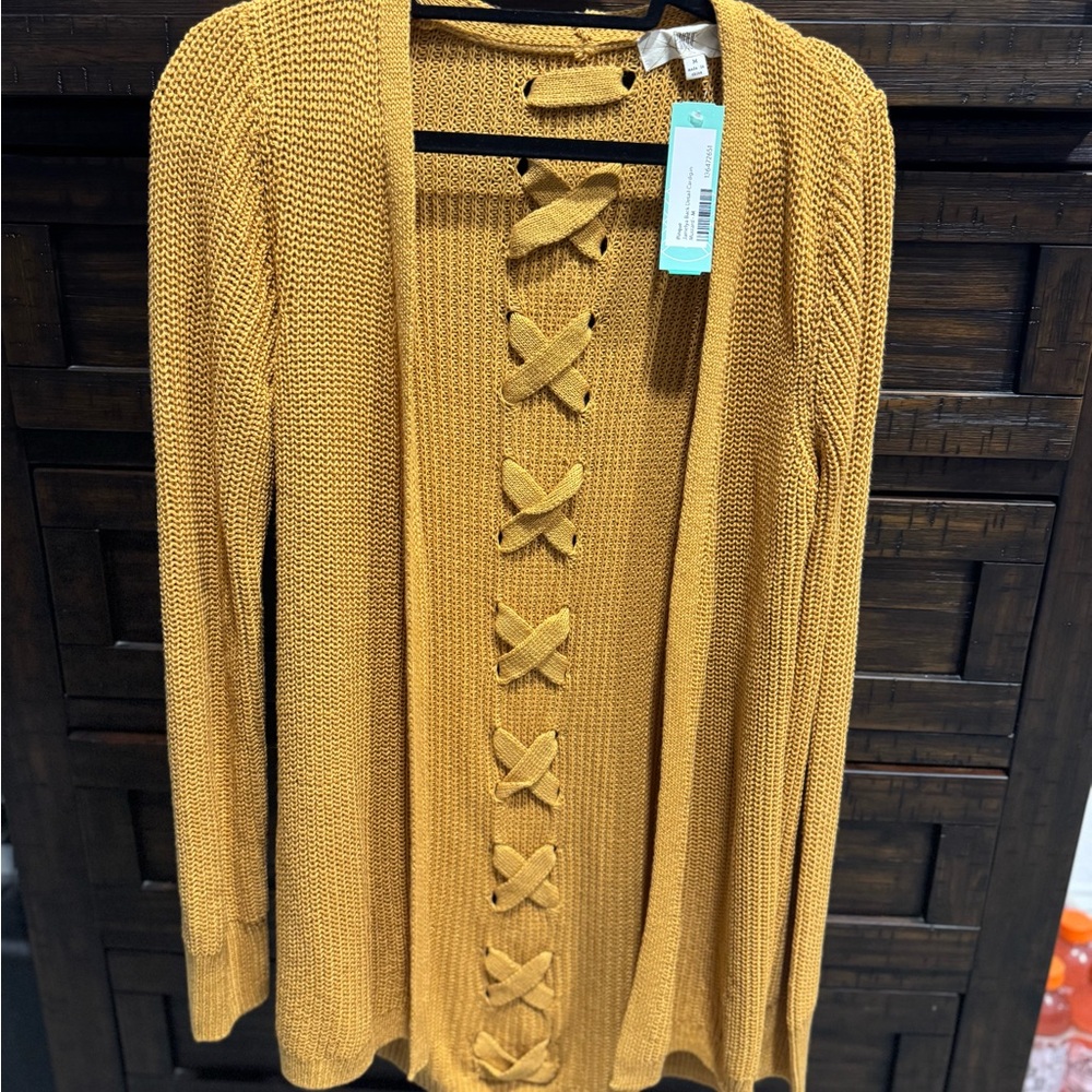 Elegant Mustard Cardigan Sweater (Stitch Fix)
